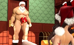 Santa Claus plays with a Super Cute Nerdy Girl